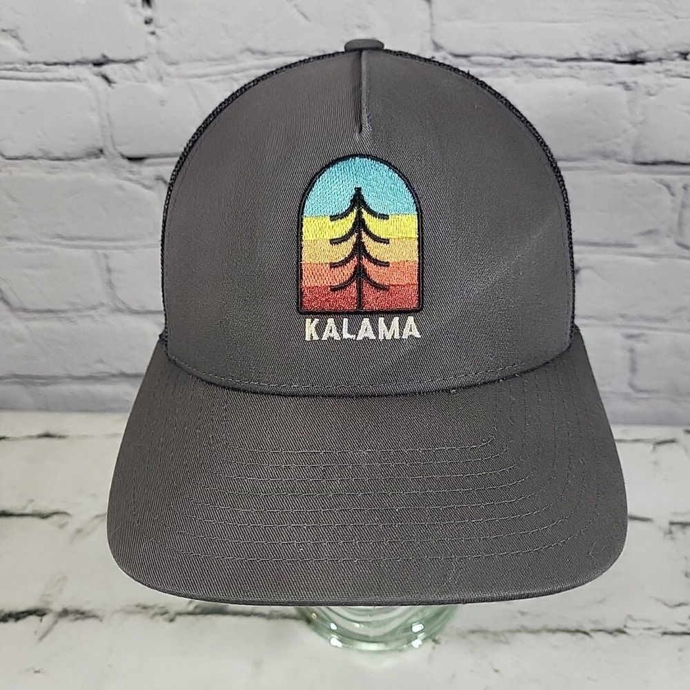 Kalama Hat Mens Gray Snapback Embroidered Tree Sunset Patch Baseball Cap
